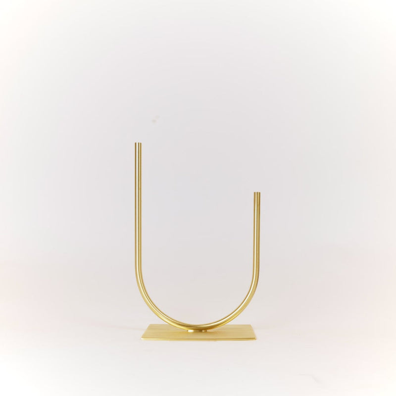 Anna Varendorff, ACV studio —Short 'Uneven U' Thin Tube Vase in Brass