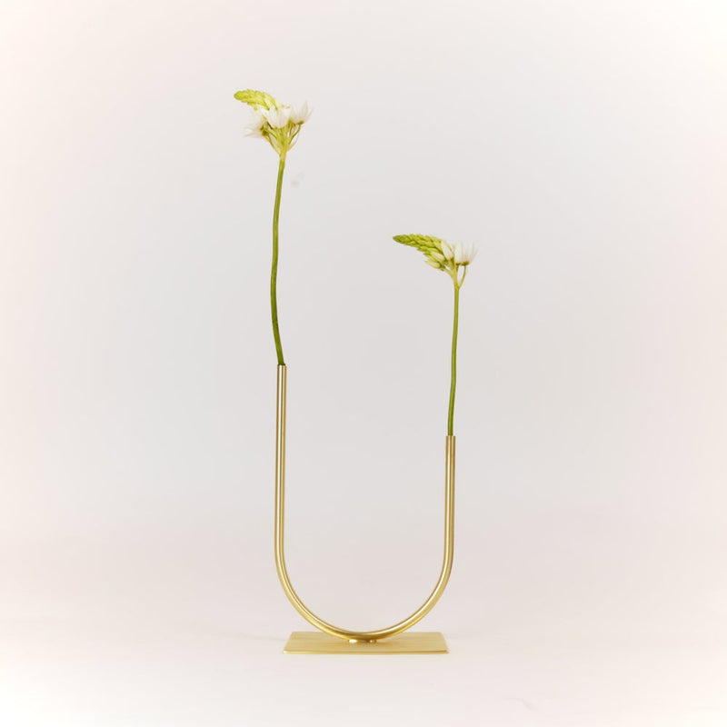 Anna Varendorff, ACV studio —Short 'Uneven U' Thin Tube Vase in Brass