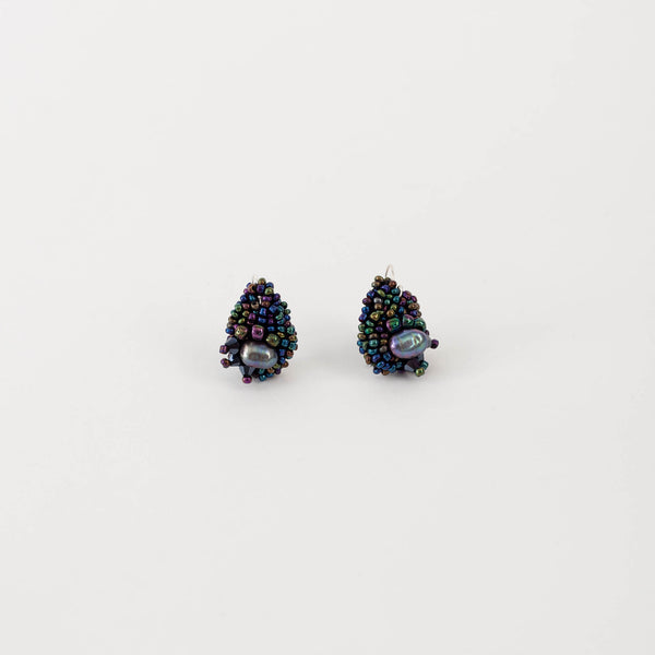 Louise Meuwissen — Pearl TearDrop Earrings in Black Caviar