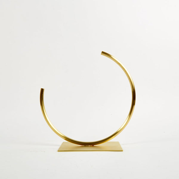 Anna Varendorff, ACV studio —Medium 'Edging Over' Thin Tube Vase in Brass