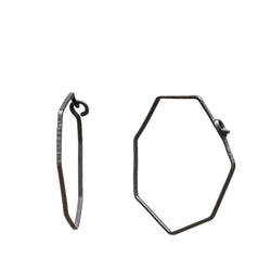Abby Seymour — Oxidised Silver Hexagonal Hoop Earrings - Australian made Jewellery 