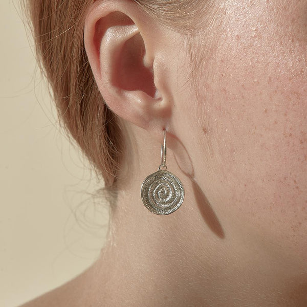 Abby Seymour — Silver Ammonite Sleeper Earrings - Australian made Jewellery 