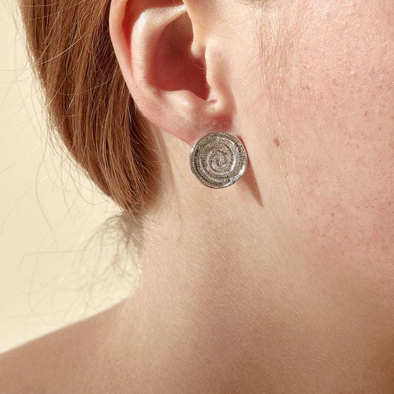 Abby Seymour — Silver Ammonite Studs - Australian made Jewellery 