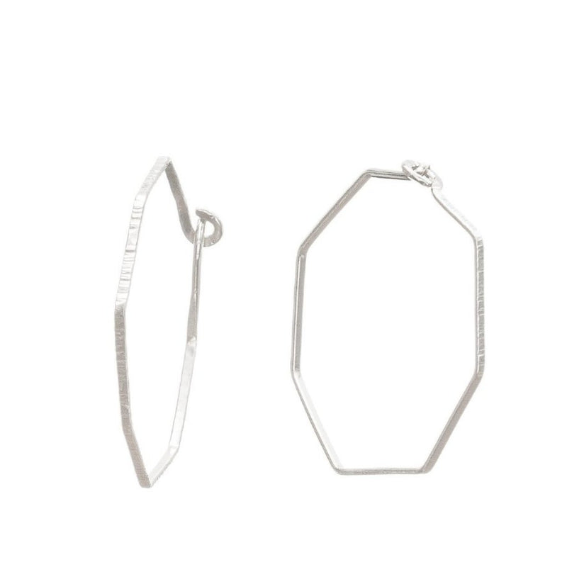 Abby Seymour — Silver Hexagonal Hoop Earrings - Australian made Jewellery 