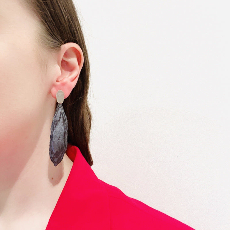 Aurelia Yeomans — Charcoal Enamel and Gold 'Rising Sun' Earrings - Australian made Jewellery 