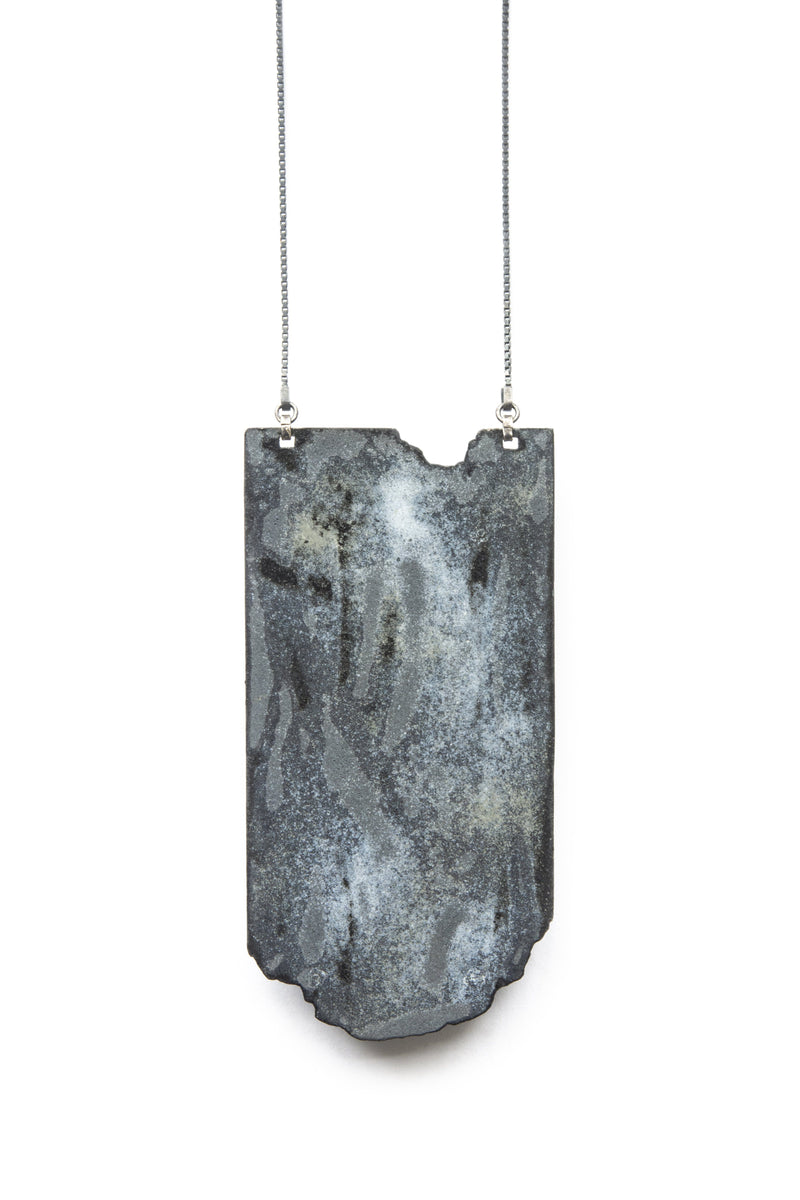 Aurelia Yeomans — Enamel, Slate, Oxidised Silver and Black Cubic Zirconia Neckpiece - Australian made Jewellery 