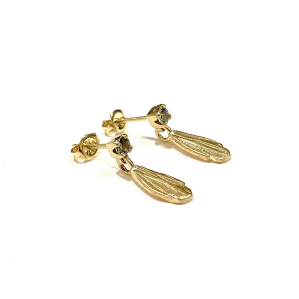 Aurelia Yeomans — 'Hammered Drop' Earrings in 14ct Gold and Sapphires Jewellery Aurelia Yeomans | Craft
