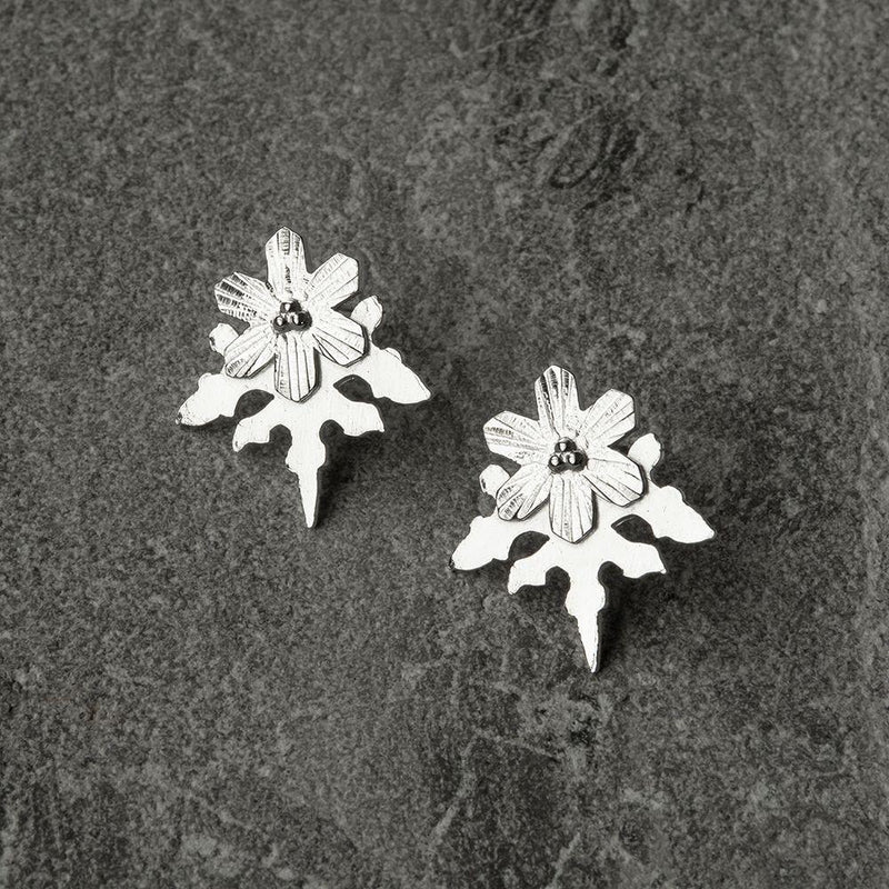 Aurelia Yeomans — Polished Sterling Silver 'Snowflake Studs' Earrings - Australian made Jewellery 