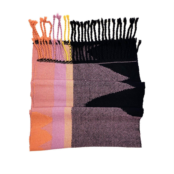 Beck Jobson — Handwoven Mixed Fibre Throw | Wrap in Black and Pink Textiles Beck Jobson | Craft