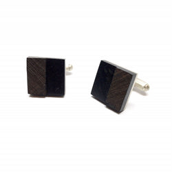 Brendon Collins — Square Storm Ebony Cufflinks - Australian made Jewellery 