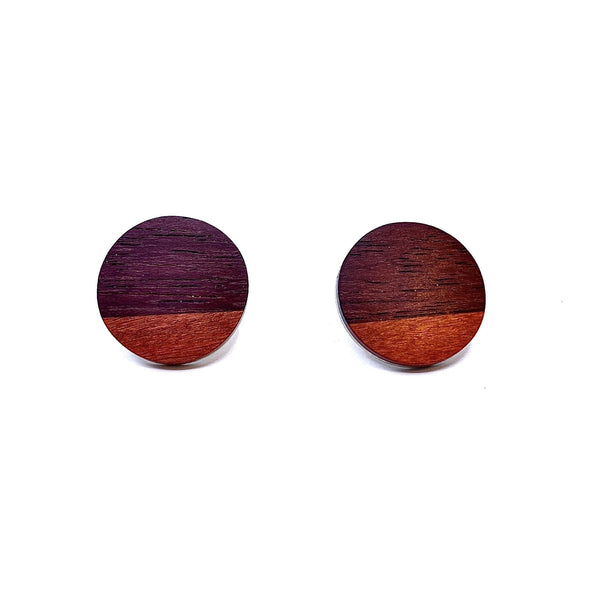 Brendon Collins — Wood and Silver Circle Earrings - Australian made Jewellery 