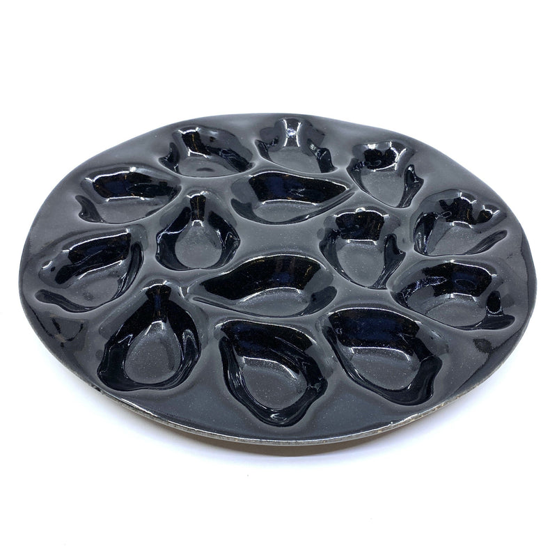 Christopher Plumridge — '12' Oyster Plate in Gloss Black Ceramics Christopher Plumridge | Craft