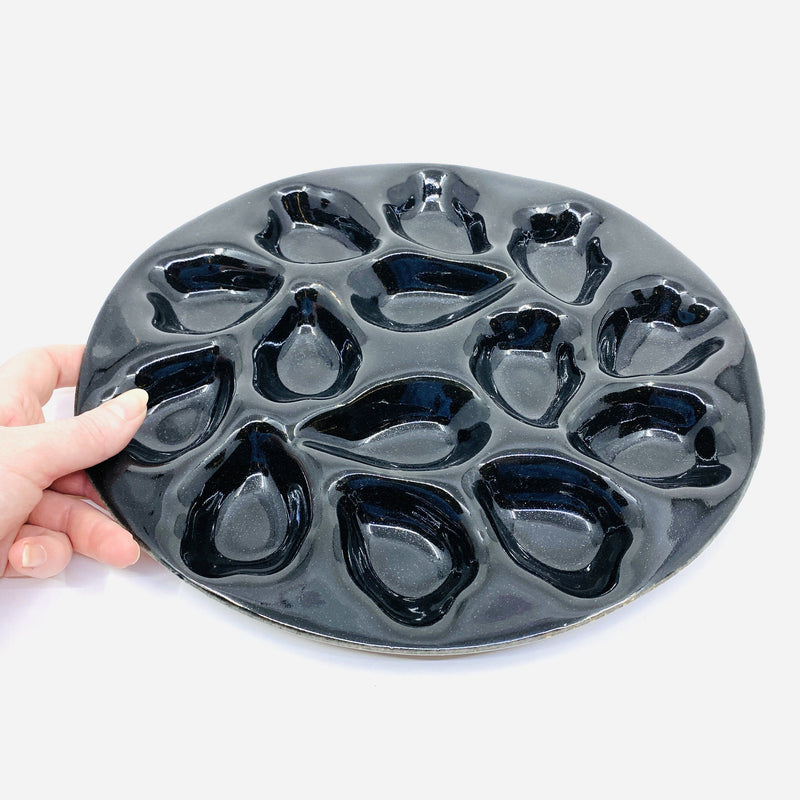 Christopher Plumridge — '12' Oyster Plate in Gloss Black Ceramics Christopher Plumridge | Craft