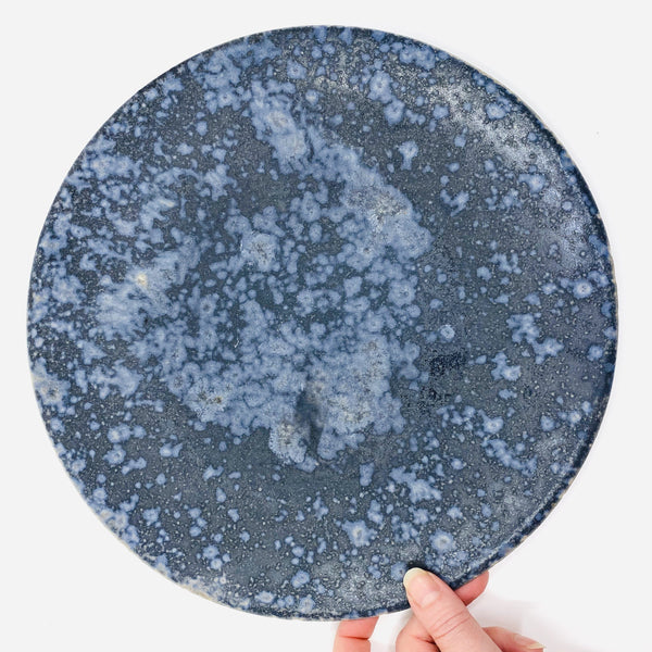 Christopher Plumridge, Claystone Pottery — Black Crystal Matte Raised Angle Serving Plate - Australian made Ceramics 