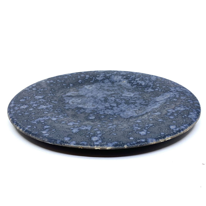 Christopher Plumridge, Claystone Pottery — Black Crystal Matte Raised Angle Serving Plate - Australian made Ceramics 