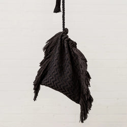 Daisy Watt — 'Black Bean' Handwoven Drawstring Bag - Australian made Textiles 