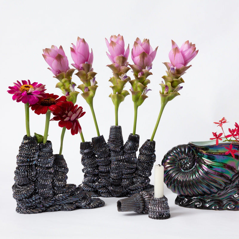 Ebony Russell — '3 Holder Midnight Pipeline Candle Holder’ | Sculpture Ceramics Ebony Russell | Craft
