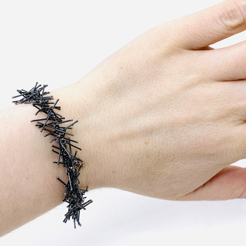 Felicity Large — Oxidised Silver Pin Bracelet - Australian made Jewellery 