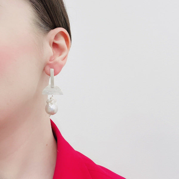 Fiona Watkins — Half Circle Baroque Pearl Earrings Jewellery Caracus by Fiona Watkins | Craft