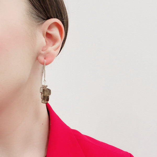 Fiona Watkins — Smokey Quartz Hanging Cube Earrings Jewellery Caracus by Fiona Watkins | Craft