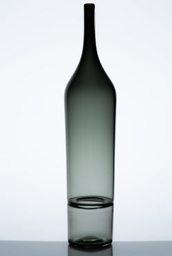 Katie-Ann Houghton — Large Smoke Grey 'Drop Bottle' Sculpture | Vase - Australian made Glass 