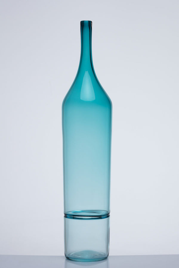 Katie-Ann Houghton — Large Teal 'Drop Bottle' Glass Sculpture | Vase - Australian made Glass 