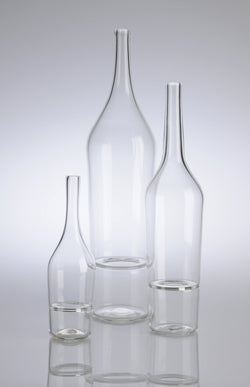 Katie-Ann Houghton — Medium Clear 'Drop Bottle' Sculpture | Vase - Australian made Glass 