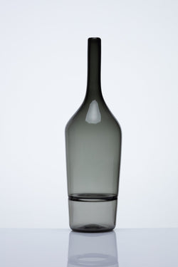 Katie-Ann Houghton — Small Smoke Grey 'Drop Bottle' Sculpture | Vase - Australian made Glass 