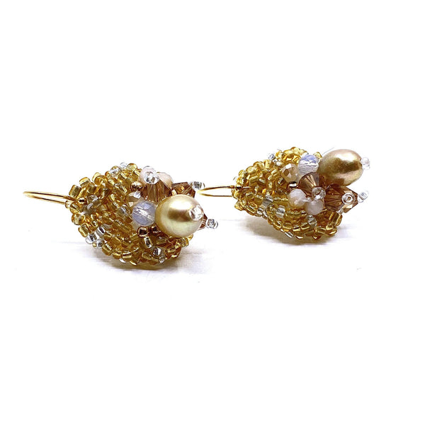 Louise Meuwissen — Golden Pearl and Silver Earrings - Australian made Jewellery 