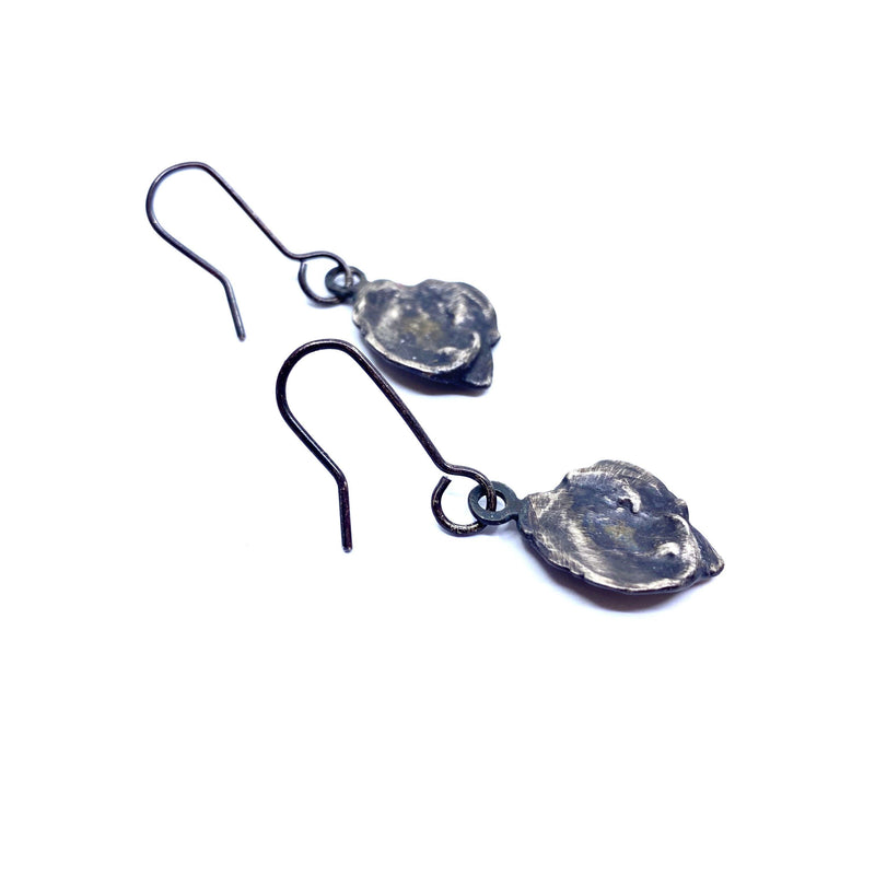Mary Odorcic — Large Oxidised Sterling Silver 'Keshi' Hook Earrings - Australian made Jewellery 