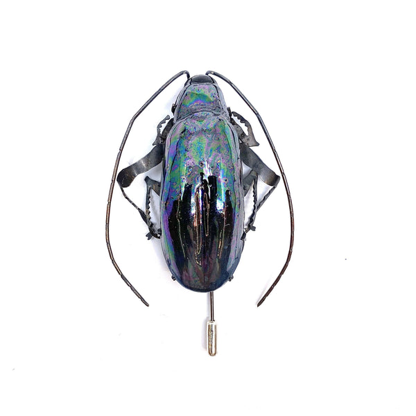 Samantha Dennis — Coleoptera Pearlescent Blue/Green Beetle Brooch - Australian made Jewellery 