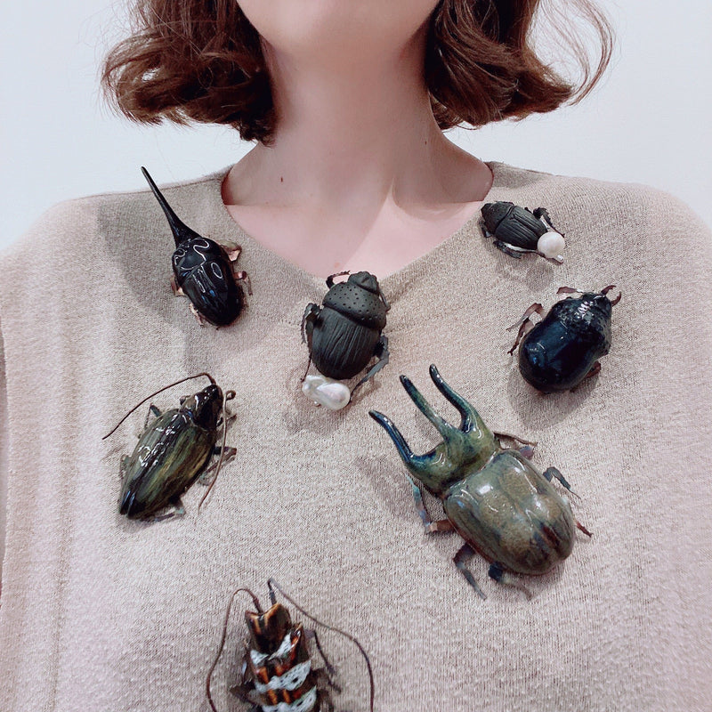 Samantha Dennis — Small Pearl Beetle Brooch - Australian made Jewellery 
