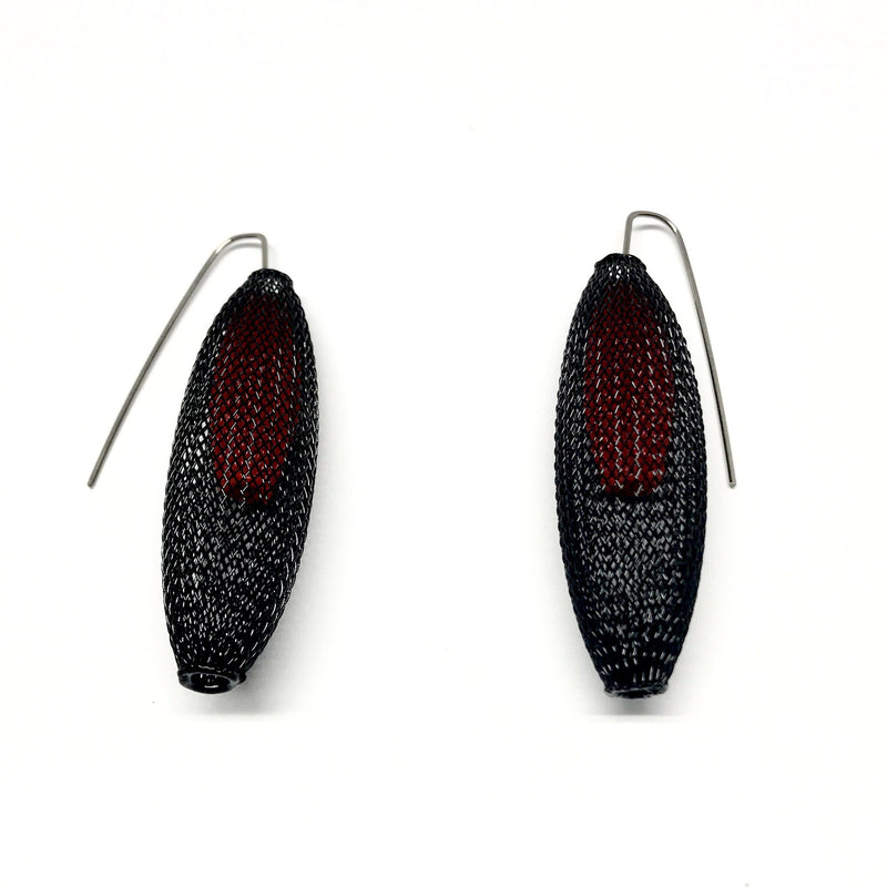 Sophia Emmett — Black and Red Mesh Drop Earrings - Australian made Jewellery 