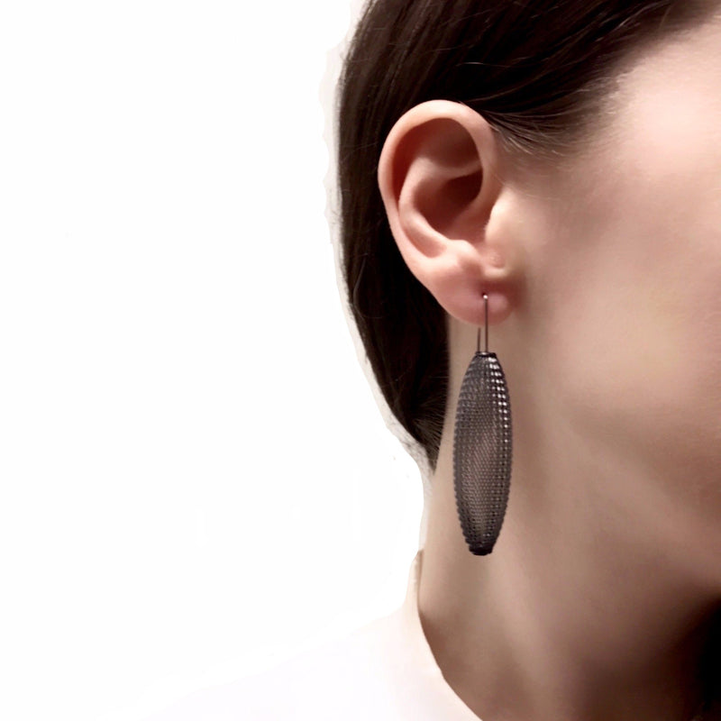 Sophia Emmett -  Grey Mesh Drop Earrings - Australian made Jewellery 