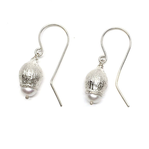 Sunggee Min - Gumnut Earrings with White Pearls - Australian made Jewellery 