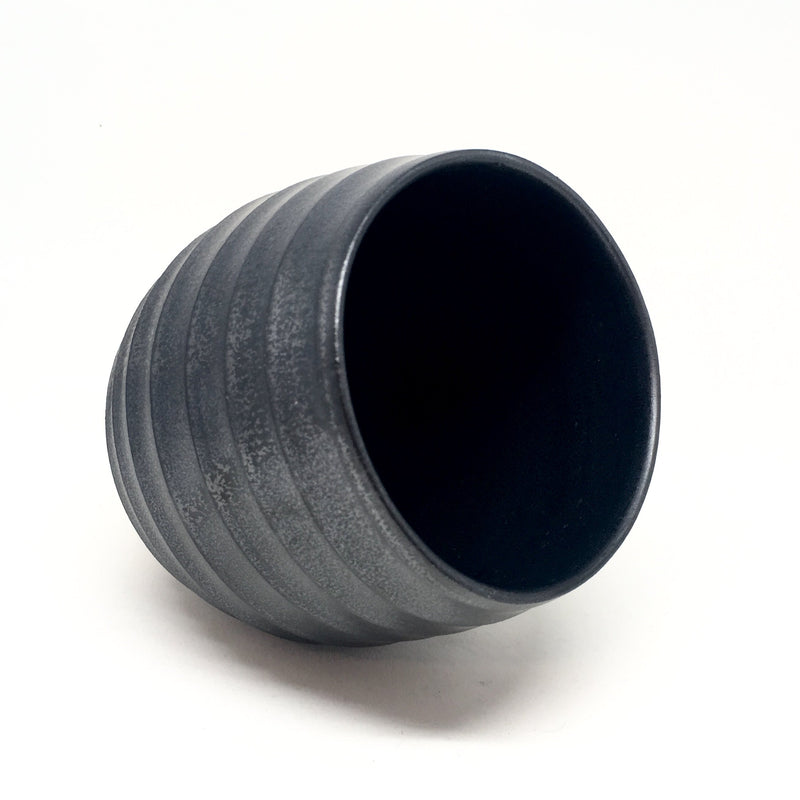 Terunobu Hirata — Black Grooved Cup - Australian made Ceramics 