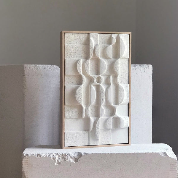 Jan Vogelpoel — 'White Ultrasonic Tile' Sculpture in White Coarse Clay Limited Edition