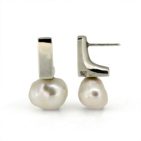 Victoria Mason — Silver and Pearl ‘To Hold’ Baroque Stud Earrings - Australian made Jewellery 