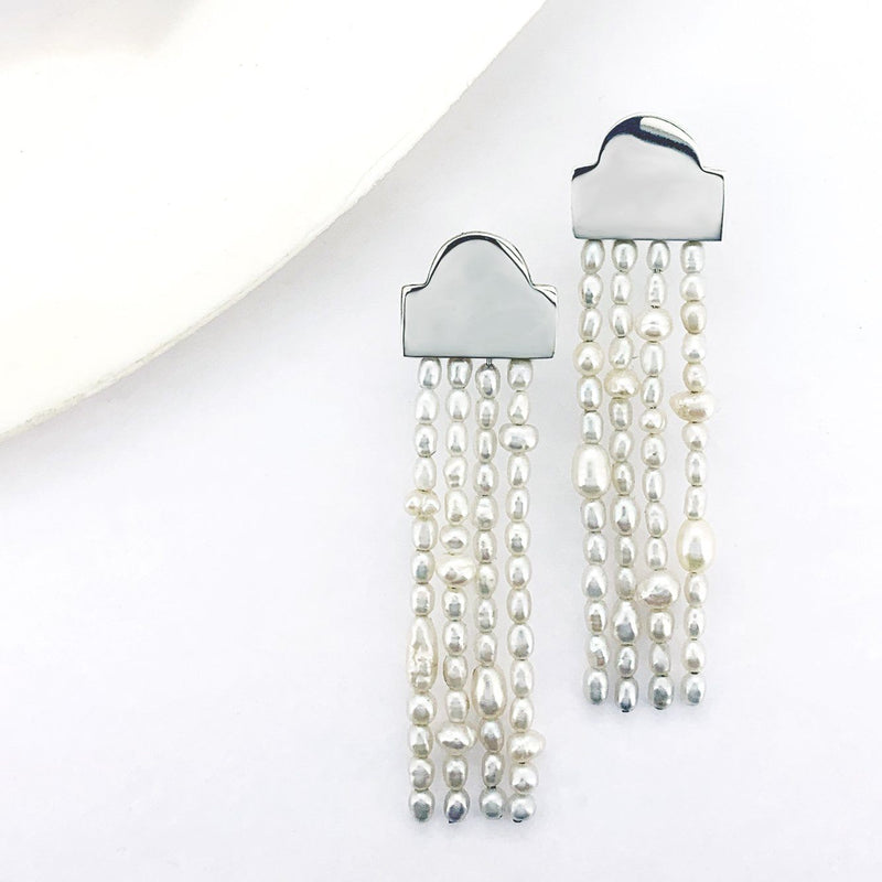 Victoria Mason — 'To Hold' Long Tassel Earrings with Seed Pearls - Australian made Jewellery 