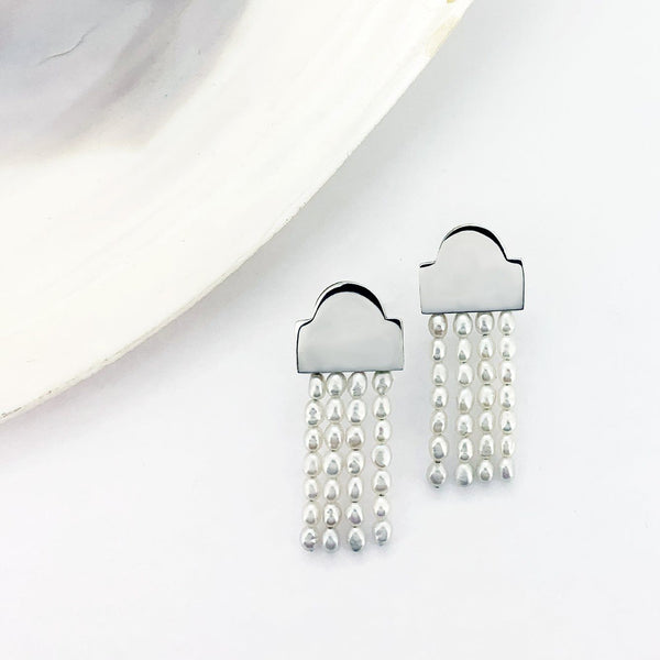 Victoria Mason — 'To Hold' Medium Tassel Earrings with Seed Pearls - Australian made Jewellery 