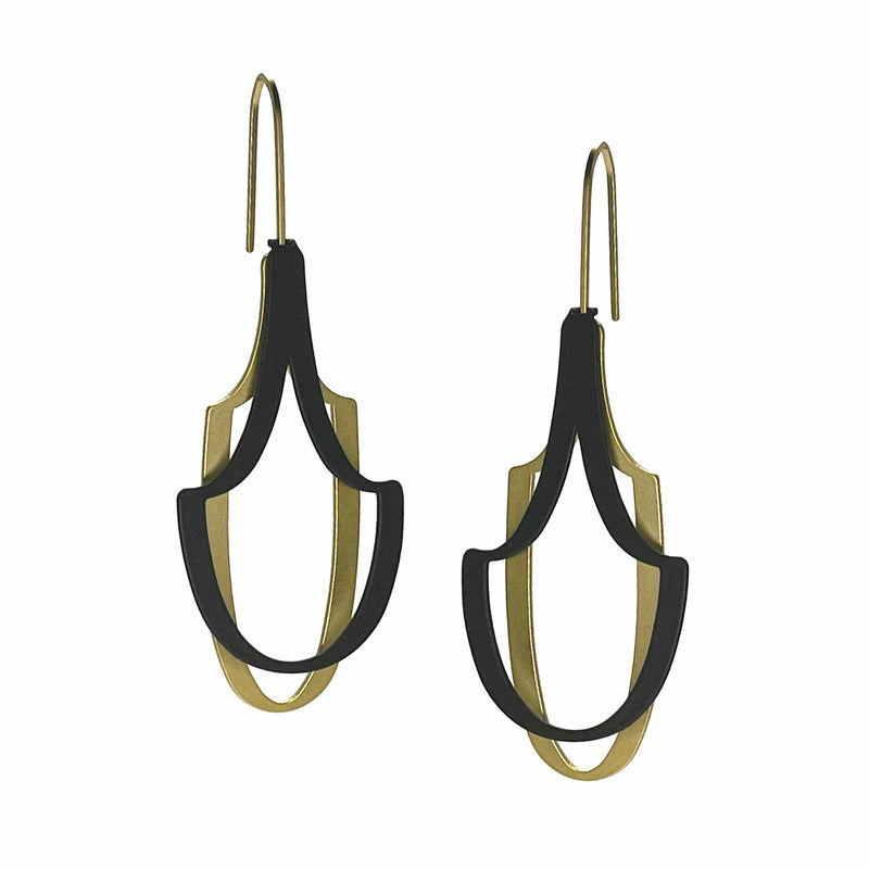 inSync design — X2 Cloak Earring in 22ct Matt Gold Plate and Black