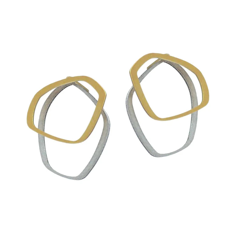 inSync design — X2 Small Outline Earrings in Raw and Gold